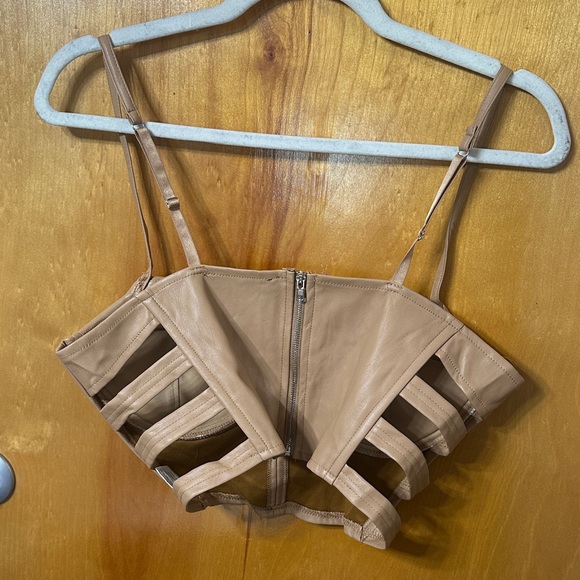 Chic Tan Crop Top Bustier - Picture 3 of 3